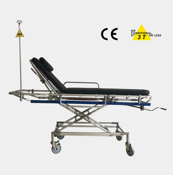 MRI compatible stretcher trolley/ height adjustable/ for 1.5T and 3.0T