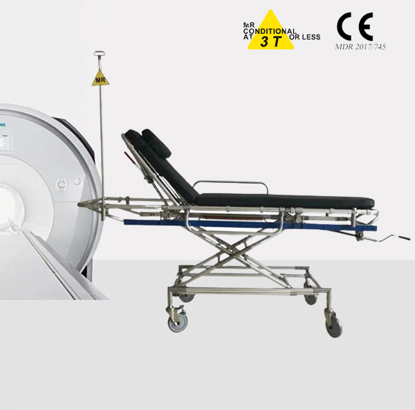 Non-magnetic height adjustable stretcher trolley/ MR compatible/ suitable for 1.5T and 3.0T MR equipment