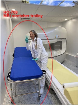  Non-magnetic stretcher trolle/MRI stretcher trolley / Non-magnetic stretcher/MR conditional up to 1.5T and 3.0T