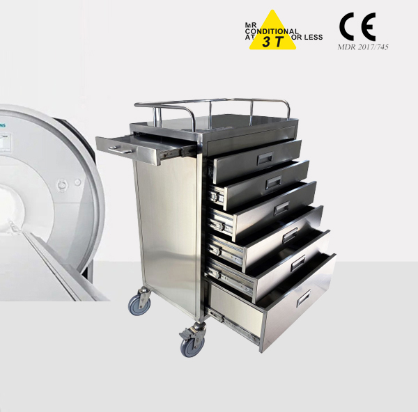 MRI 6 drawer emergency cart for MR room use /for 1.5T amd 3.0T MR equipment like brand GE, PHILIPS, SIMENS