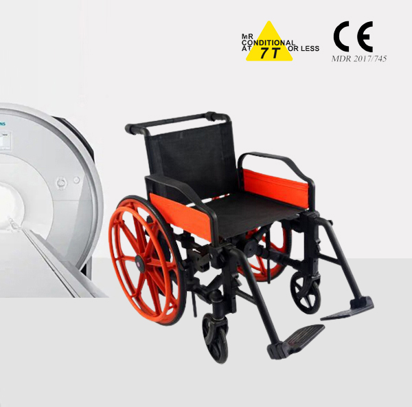 MR plastic wheelchair used in MR room for 3.0 Tesla MR equipment