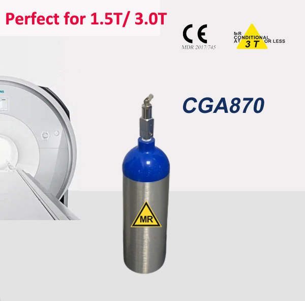 MRI Oxygen Cylinder with pin index type CGA 870 valve/  for 1.5T and 3.0 Tesla