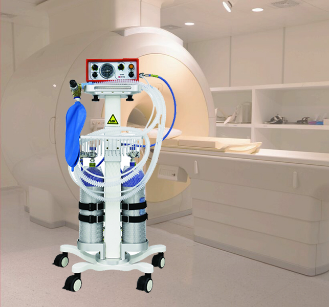 MRI Compatible Ventilator with Mobile Castors