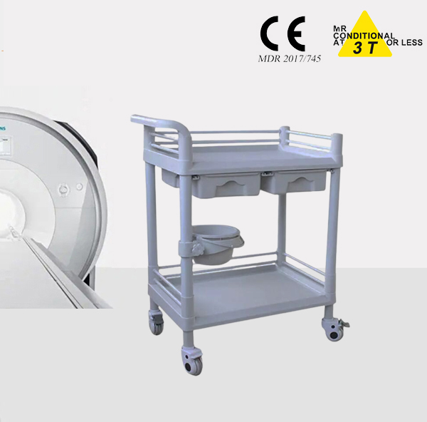 Plastic Non-Magnetic MRI Utility Cart for MR use