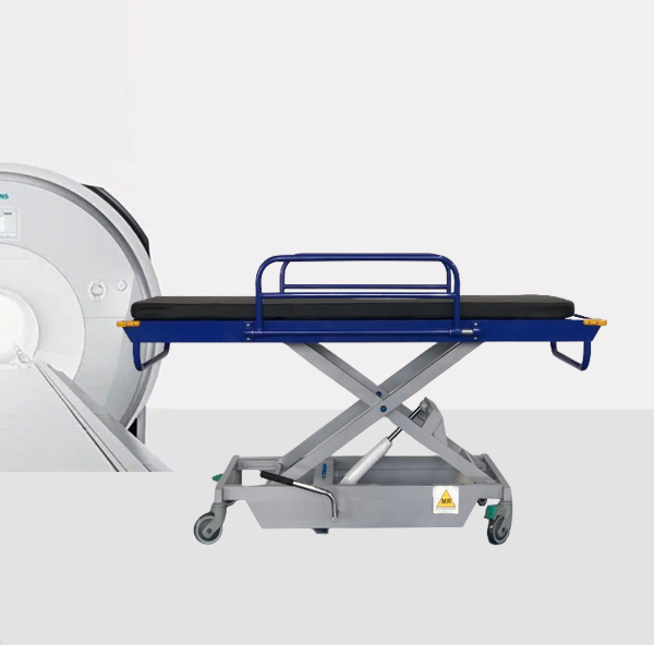 Non-magnetic hydraulic height adjustable stretcher trolley/ MR compatible/ suitable for 1.5T and 3.0T MR equipment