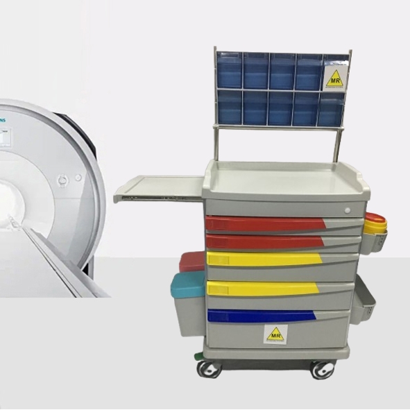 MRI Compatible Anesthesia Cart with Accessory Package, Five Drawers