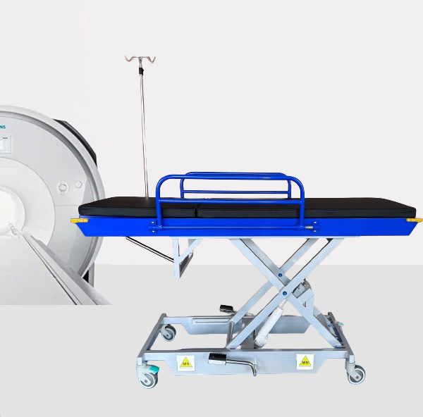 MRI HEIGHT-ADJUSTABLE HYDRAULIC STRETCHER / TROLLEY / NON-MAGNETIC