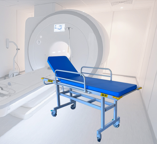 Aluminium alloy MRI compatible stretcher / MR conditional to 5.0 Tesla