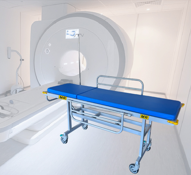Aluminium alloy MRI compatible stretcher / MR conditional to 5.0 Tesla