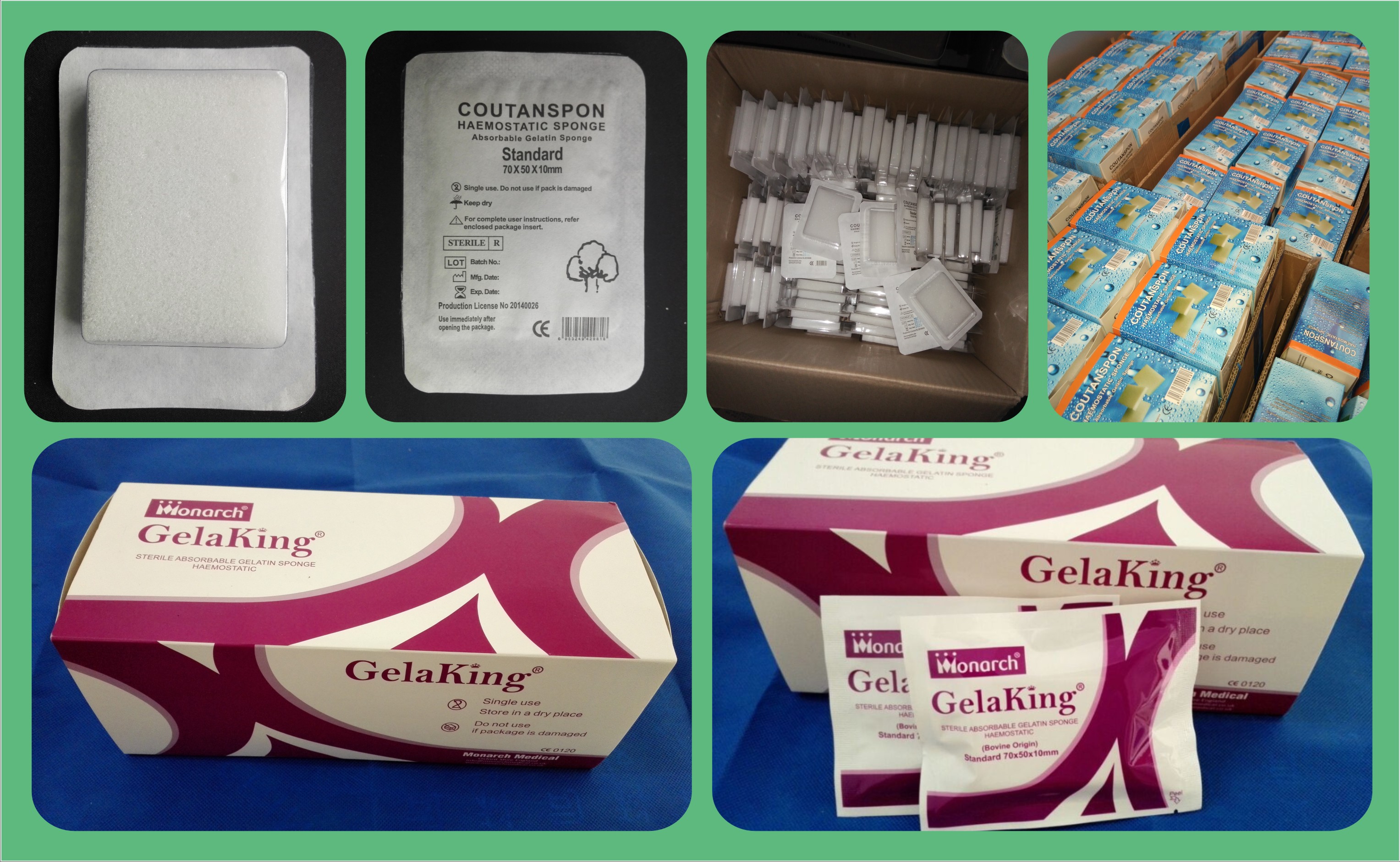 Absorbing gelatin hemostatic collagen sponge
